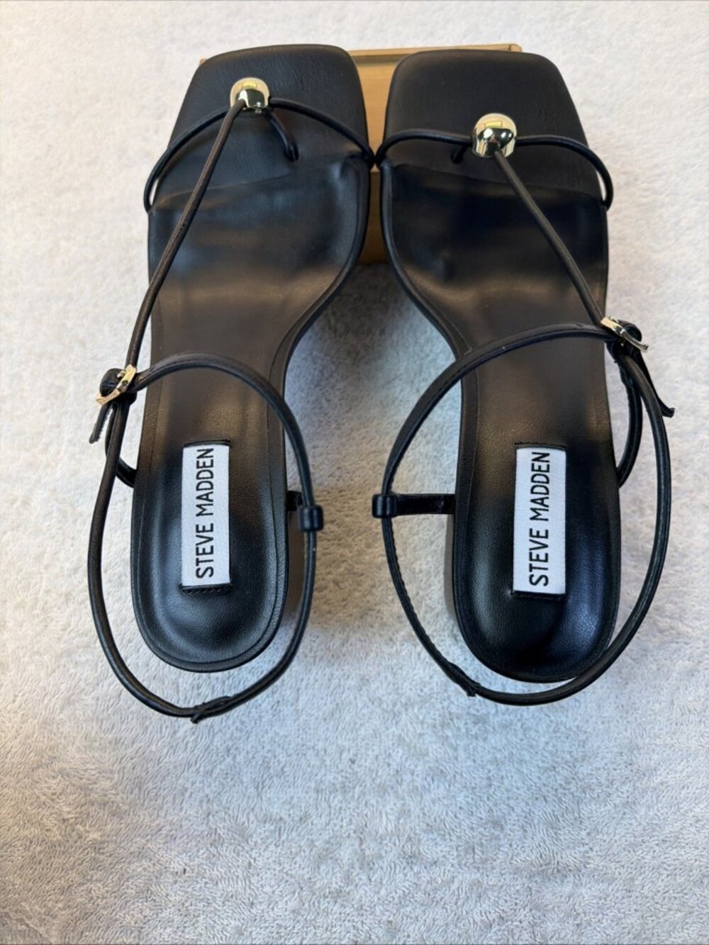Steve Madden Ariaa Dress Sandal Black Strappy Block Heel Women SZ 9 New - Picture 2 of 9